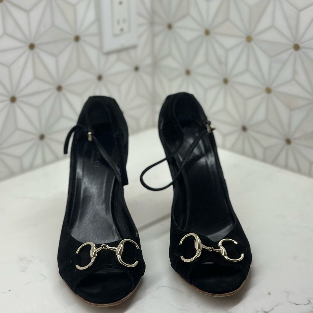 Gucci Black Wedge Sandals - Picture 2 of 5